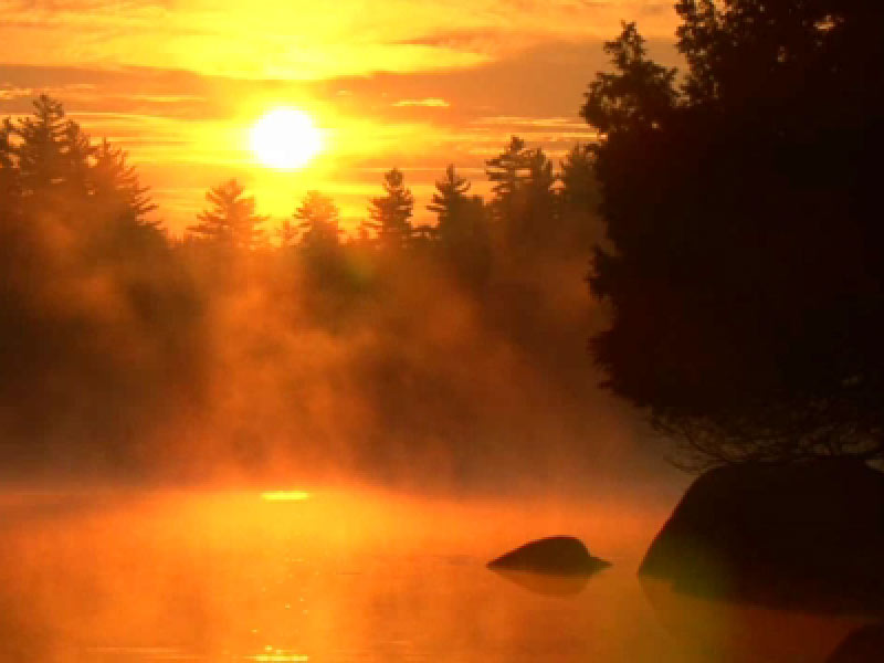 View of the sunset on the lake
